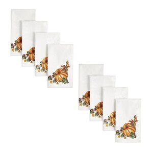 8 new Autumn Medley Pumpkin 17 x17 inch Fabric Napkins for Thanskgiving decor